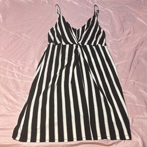 H&M Black and Cream Striped Garment